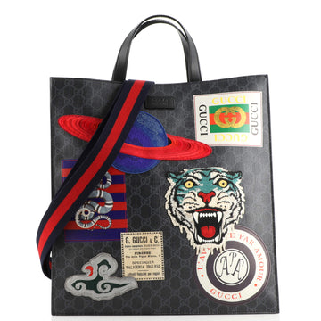 Gucci Courrier Convertible Soft Open Tote GG Coated Canvas with Applique North South