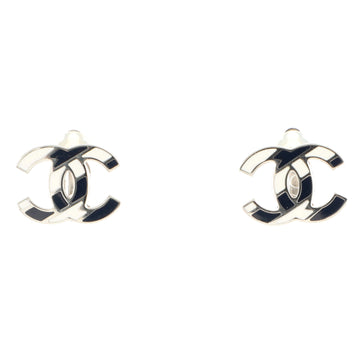 Chanel Striped CC Clip-On Earrings Metal and Enamel