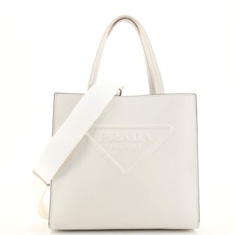 Prada Logo Drill Tote Leather Small