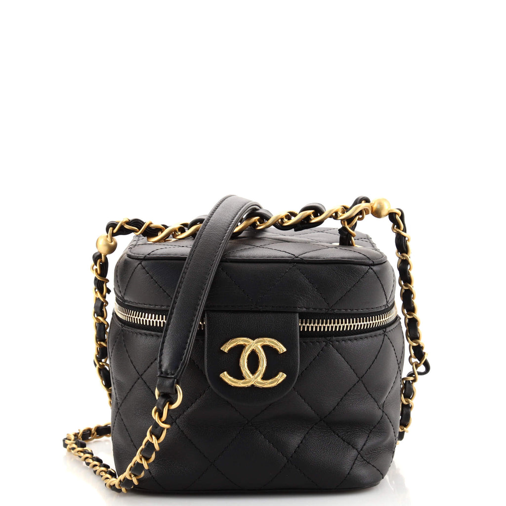 Chanel Vanity Case with Chain Quilted Calfskin Small Black 159680160