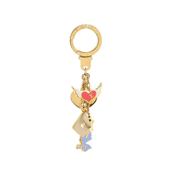 Louis Vuitton Love Birds Enamel Gold Tone Key Chain / Bag Charm