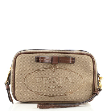 Prada Logo Wristlet Pouch Canvas Small