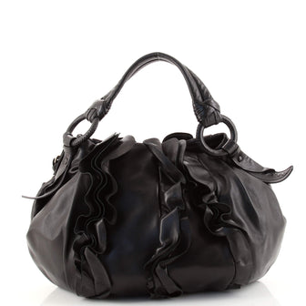 Prada Ruffle Hobo Nappa Leather Large