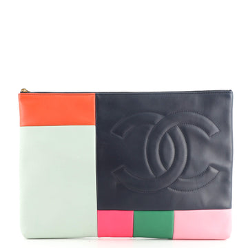 Chanel O Case Clutch Colorblock Leather Large