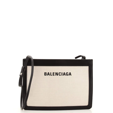 Balenciaga Navy Pochette Canvas and Leather Small