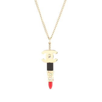 Chanel CC Lipstick Charm Bracelet Metal with Crystals and Resin