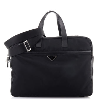 Prada Porta Computer Briefcase Tessuto and Saffiano Leather Medium
