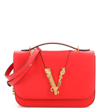 Versace Virtus Flap Shoulder Bag Leather Small