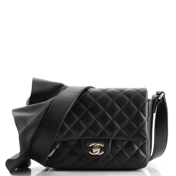 Chanel Wave Strap Flap Bag Quilted Lambskin with Calfskin Small