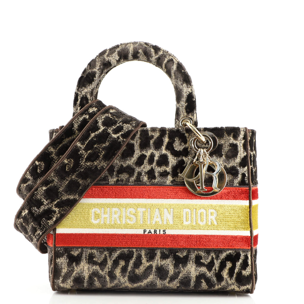 Christian Dior Lady D-Lite Bag Mizza Embroidered Velvet Medium