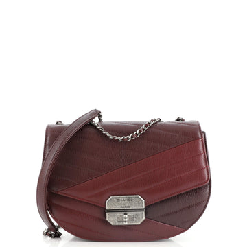 Chanel Gabrielle Saddle Crossbody Bag Chevron Goatskin Small