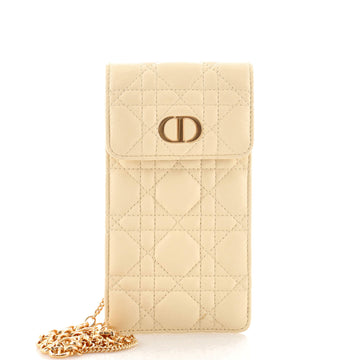 Christian Dior Caro Phone Holder with Chain Cannage Quilt Calfskin