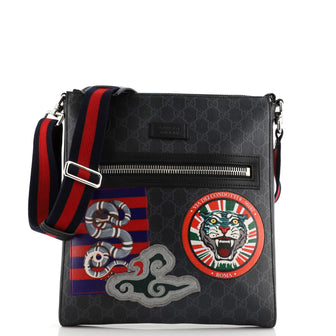 Gucci Night Courrier Zip Messenger GG Coated Canvas with Applique Medium