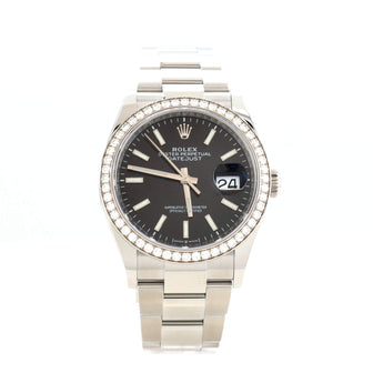 Oyster Perpetual Datejust Automatic Watch Stainless Steel and White Gold with Diamond Bezel 36