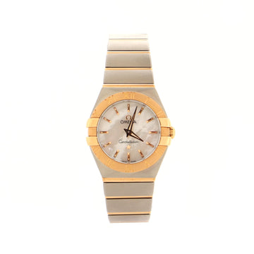Omega Constellation Quartz Watch Stainless Steel and Rose Gold with Mother of Pearl 23