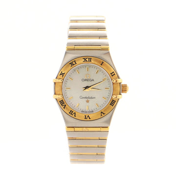Omega Constellation Quartz Watch Stainless Steel and Yellow Gold with Mother of Pearl 22
