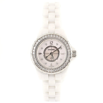 J12 Chromatic Quartz Watch Ceramic with Diamond Bezel and Markers and Mother of Pearl 29