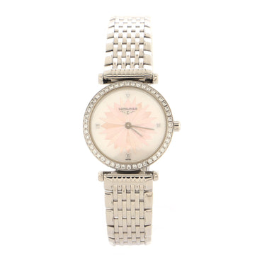 Longines La Grande Classique Quartz Watch Stainless Steel with Diamond Bezel and Markers and Mother of Pearl 24
