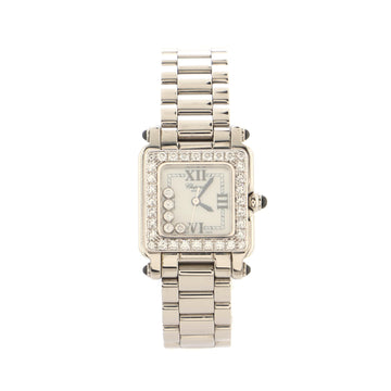 Chopard Happy Sport Square Quartz Watch Stainless Steel with Diamond Bezel and Floating Diamonds 23