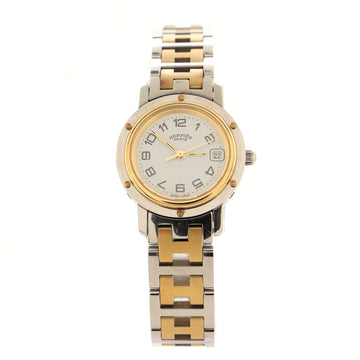 Hermes Clipper Quartz Watch Stainless Steel and Plated Metal 24