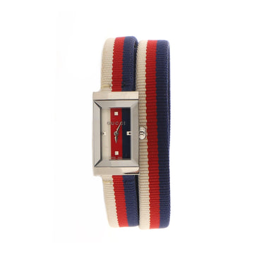 Gucci G-Frame Rectangular Triple Wrap Quartz Watch Stainless Steel and Nylon 14