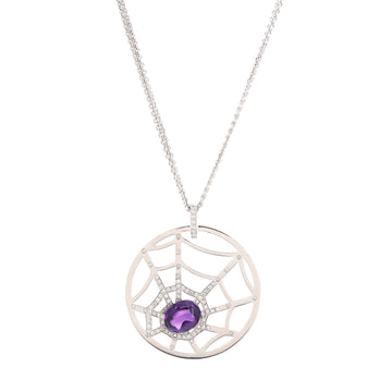 Chaumet Attrape-Moi Spider Web Pendant Necklace 18K White Gold with Diamonds and Amethyst Large