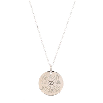 Gucci Icon Blooms Pendant Necklace 18K White Gold and Enamel