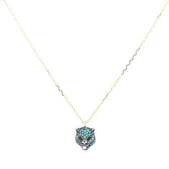 Gucci Le Marche Des Merveilles Pendant Necklace 18K Yellow Gold and Sterling Silver with Blue Topaz, Black Spinel and Pearl