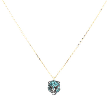 Gucci Le Marche Des Merveilles Pendant Necklace 18K Yellow Gold and Sterling Silver with Blue Topaz, Black Spinel and Pearl