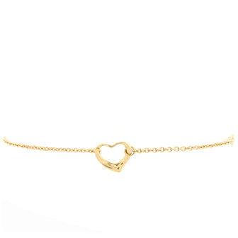 Tiffany & Co. Elsa Peretti Open Heart 3 Charm Bracelet 18K Yellow Gold