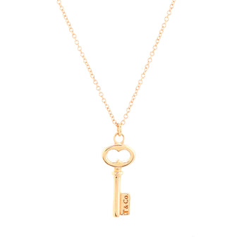 Tiffany & Co. Key Pendant Necklace 18K Rose Gold Mini