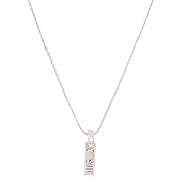 Tiffany & Co. Atlas Bar Pendant Necklace 18K White Gold with Diamonds