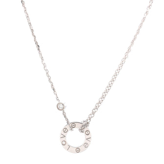 Cartier 2 Diamonds Love Pendant Necklace 18K White Gold