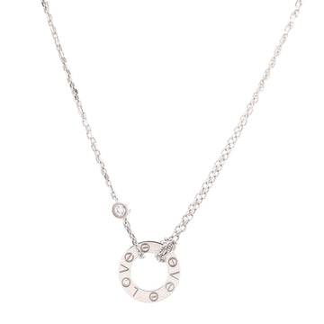 Cartier 2 Diamonds Love Pendant Necklace 18K White Gold