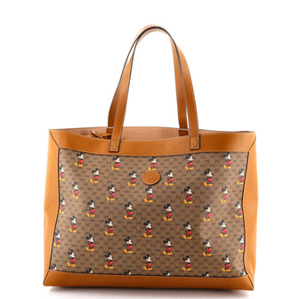 Gucci Disney Mickey Mouse Soft Open Tote Printed Mini GG Coated Canvas Medium