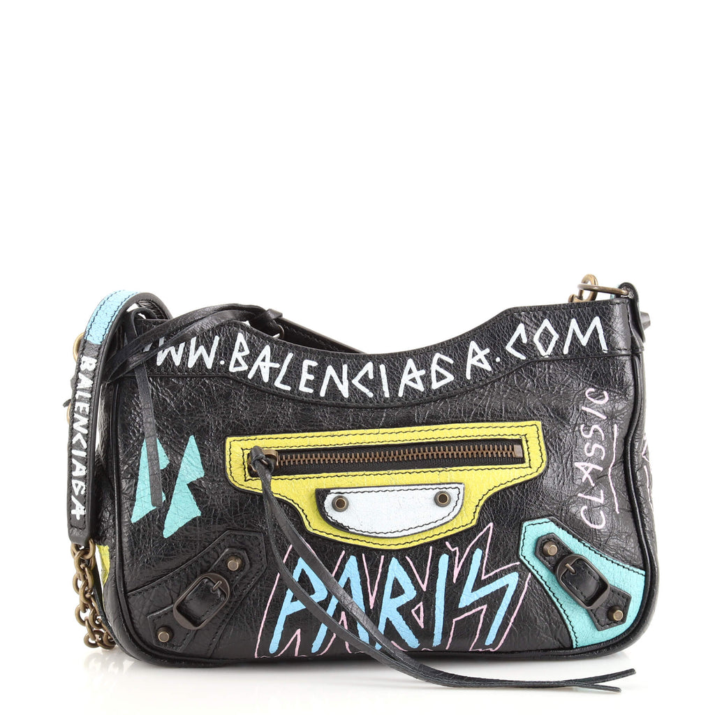 Balenciaga Graffiti Hip Classic Studs Crossbody Bag Leather 159680