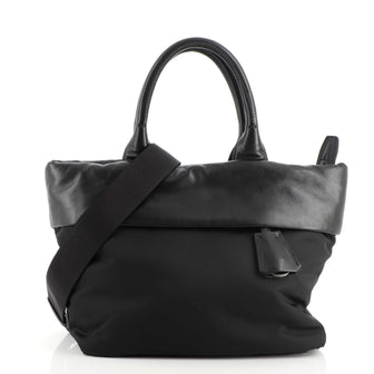 Prada Convertible Double Tote Tessuto with Leather Small