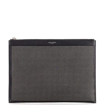 Saint Laurent Zip Pouch Studded Leather Medium