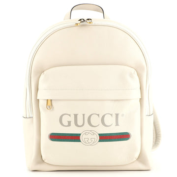 Gucci Logo Front Pocket Backpack Printed Leather