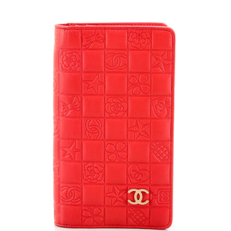 Chanel Precious Symbols Yen Wallet Embossed Quilted Lambskin Long