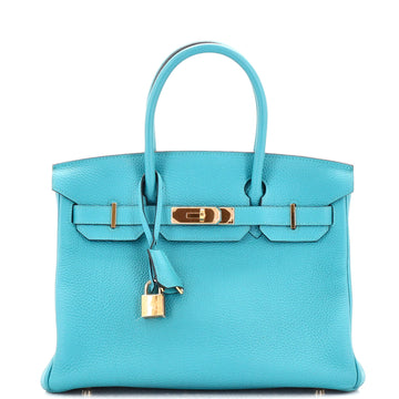 Hermes Birkin Handbag Blue Togo with Gold Hardware 30
