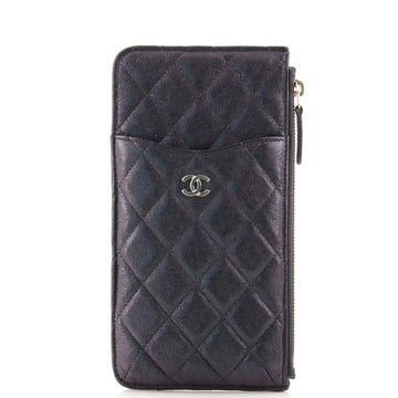 Chanel Classic Phone Case Pouch Quilted Iridescent Caviar