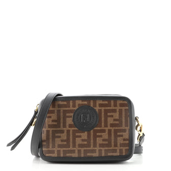 Fendi FF Logo Stamp Camera Bag Zucca Coated Canvas Mini