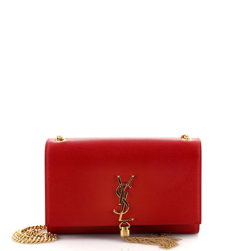 Saint Laurent Classic Monogram Tassel Crossbody Bag Grainy Leather Small