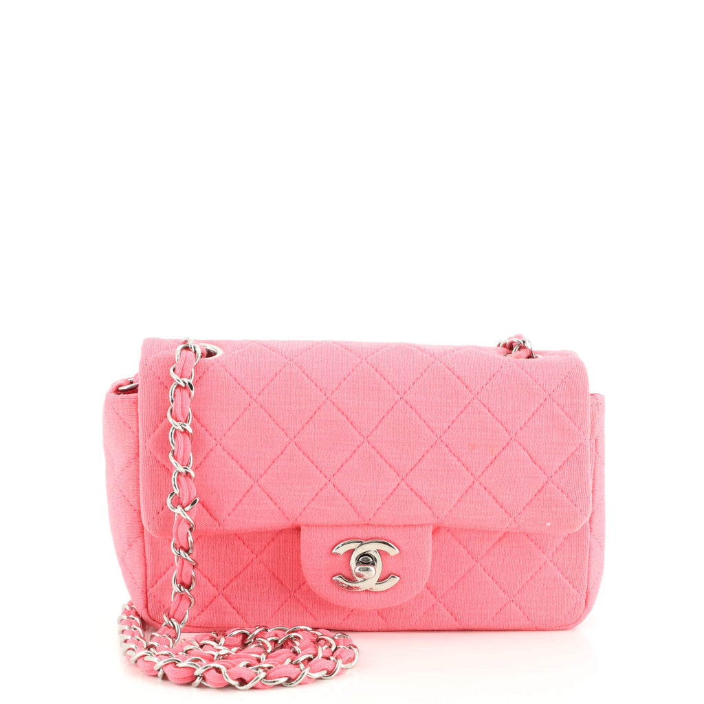Chanel Classic Single Flap Bag Quilted Jersey Mini Pink 1598326