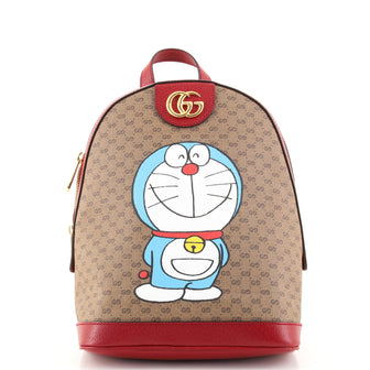 Gucci Doraemon Zip Backpack Printed Mini GG Coated Canvas