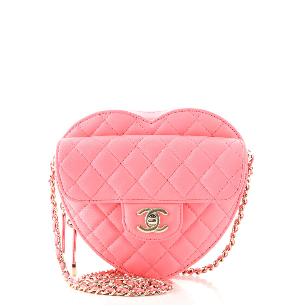 CHANEL Lambskin Quilted CC In Love Heart Bag Pink 1137601