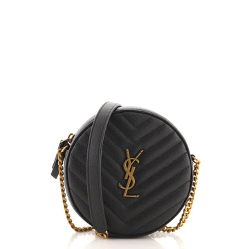 Saint Laurent Vinyle Round Camera Bag Matelasse Chevron Leather
