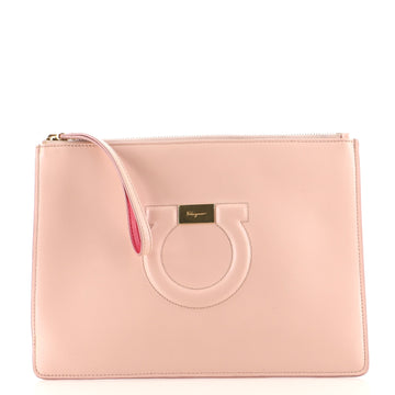 Salvatore Ferragamo Gancini Wristlet Clutch Leather Large
