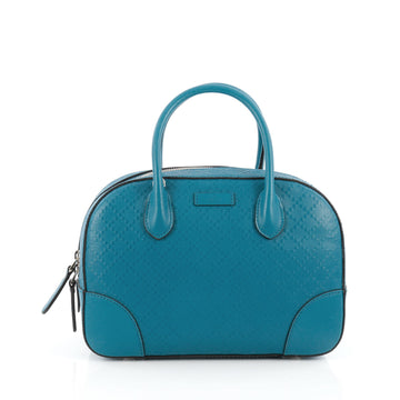 Gucci Bright Convertible Top Handle Bag Diamante Leather Small Blue